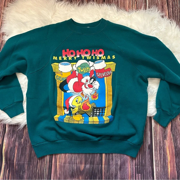 Warner Bros. Green Christmas Sweater - Picture 1 of 8